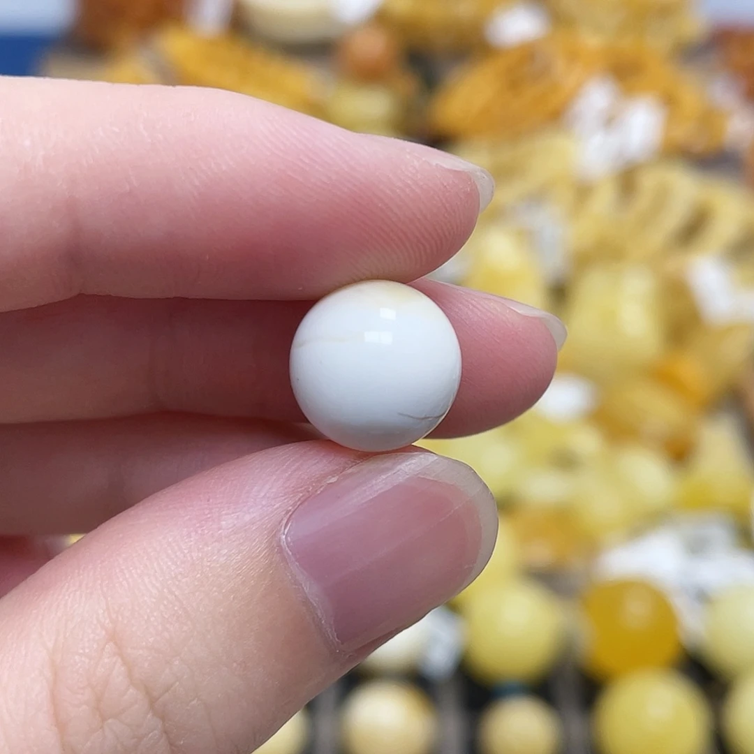 蜜蜡未镶嵌珠宝奇石圆珠满蜡漆白蜡11.4m m
