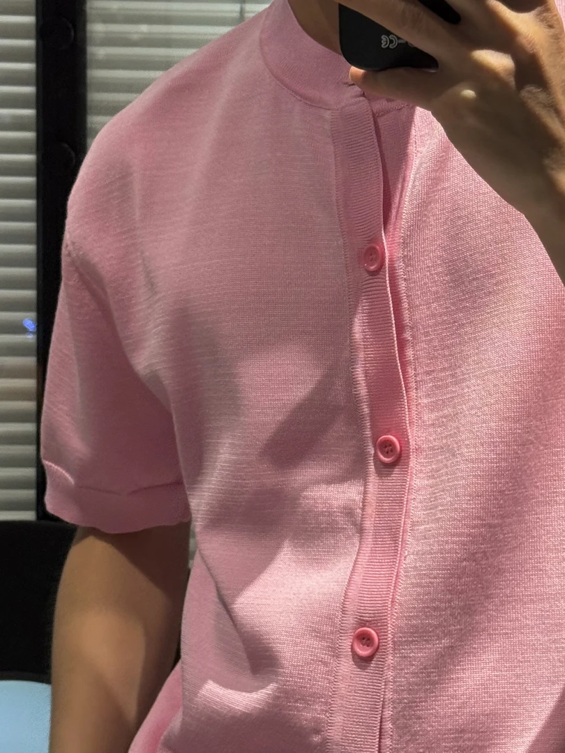 尚锋男装25027夏季日常修身型纯色休闲针织开衫T恤短袖