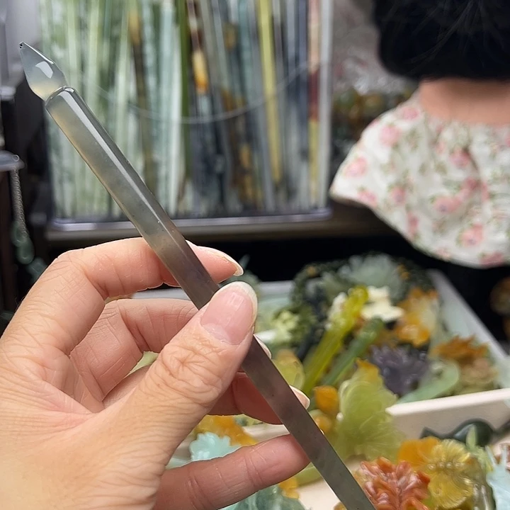 蛇纹石玉未镶嵌发簪