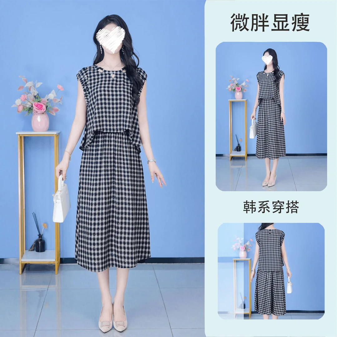 时尚优雅减龄洋气套装女2025年夏季新款胖MM宽松显瘦气质套装裙