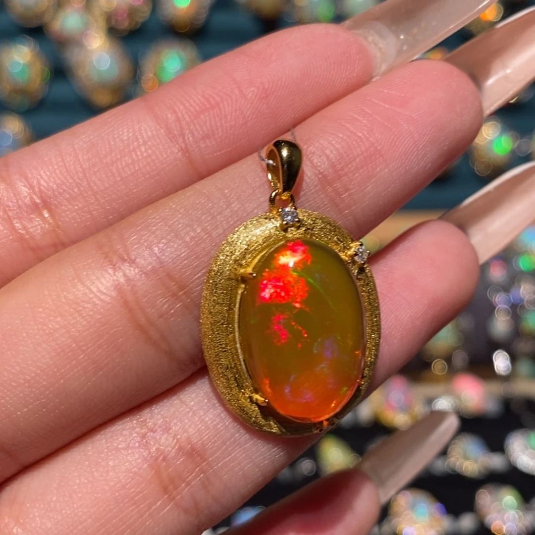 欧泊银S925镶嵌吊坠