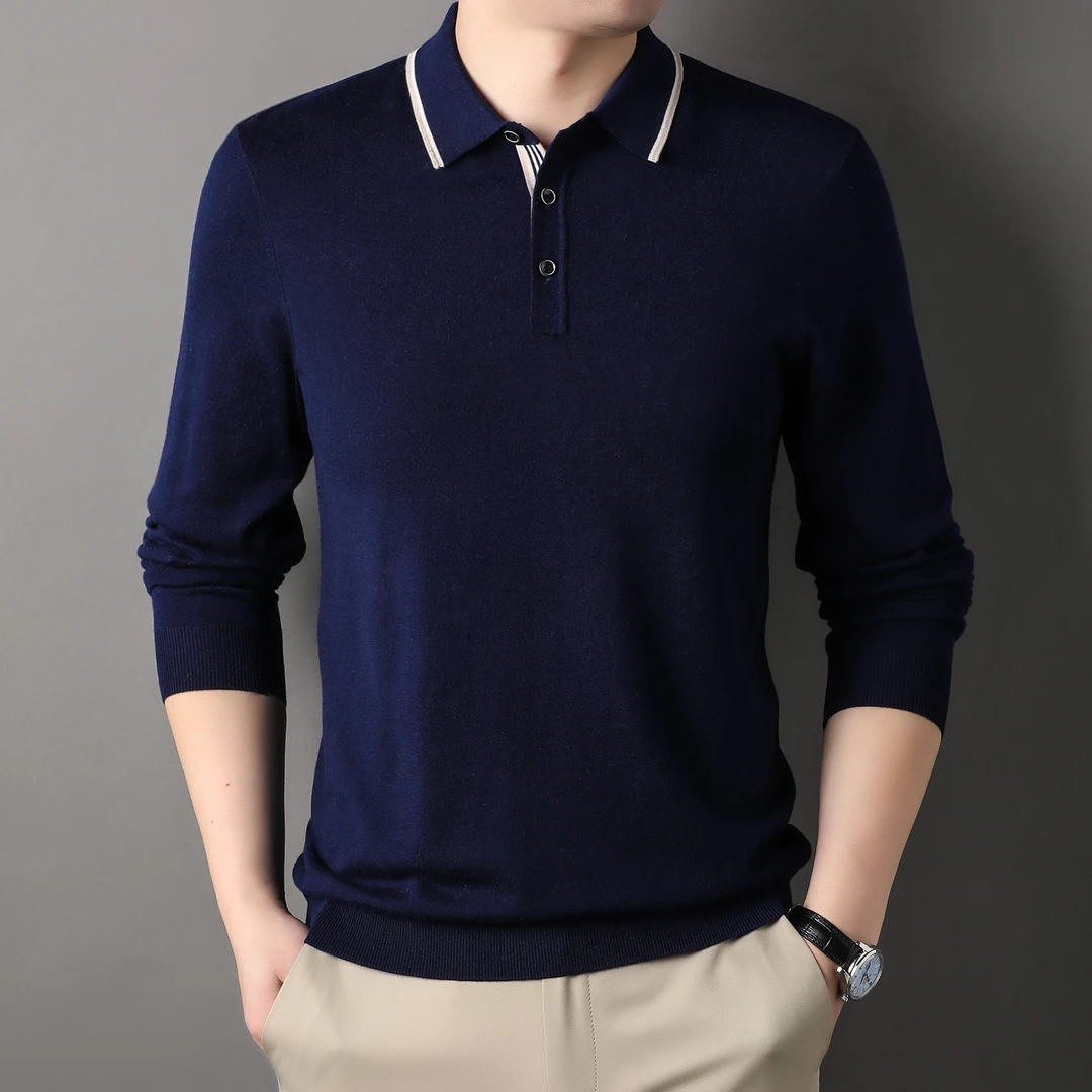 打底衫2025秋冬季中年男士内搭爸爸装保暖针织衫翻领纯色