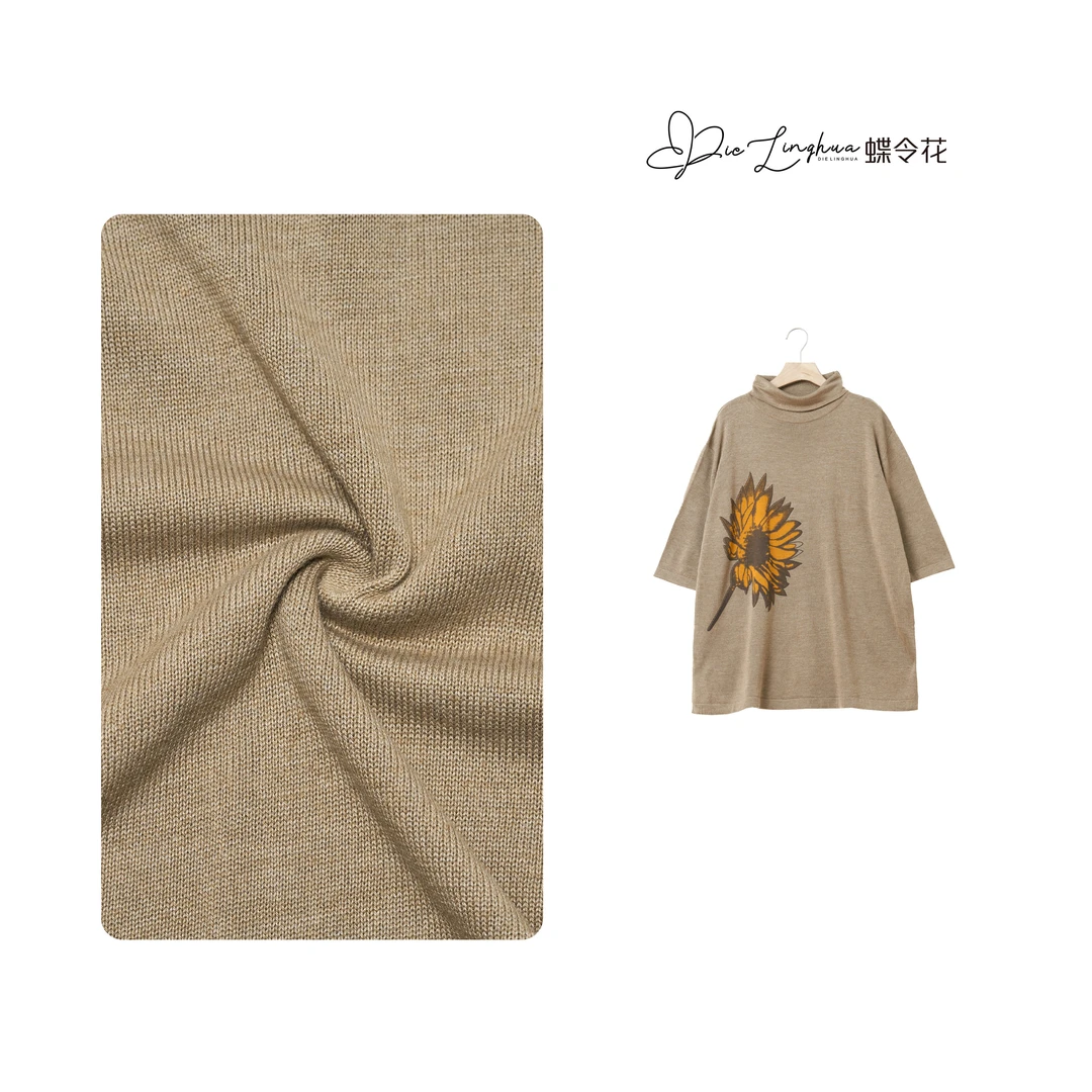 蝶令花柔软花朵印花休闲休闲宽松百搭时尚半高领针织衫6106