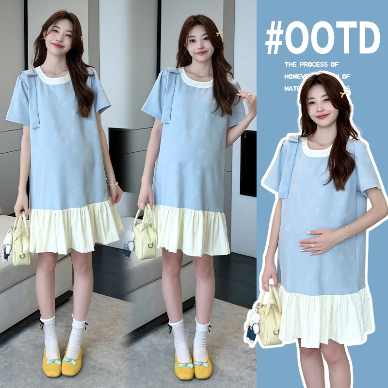 2025夏季宽松百搭高级感时尚小个子短袖连衣裙大码显瘦气质洋气