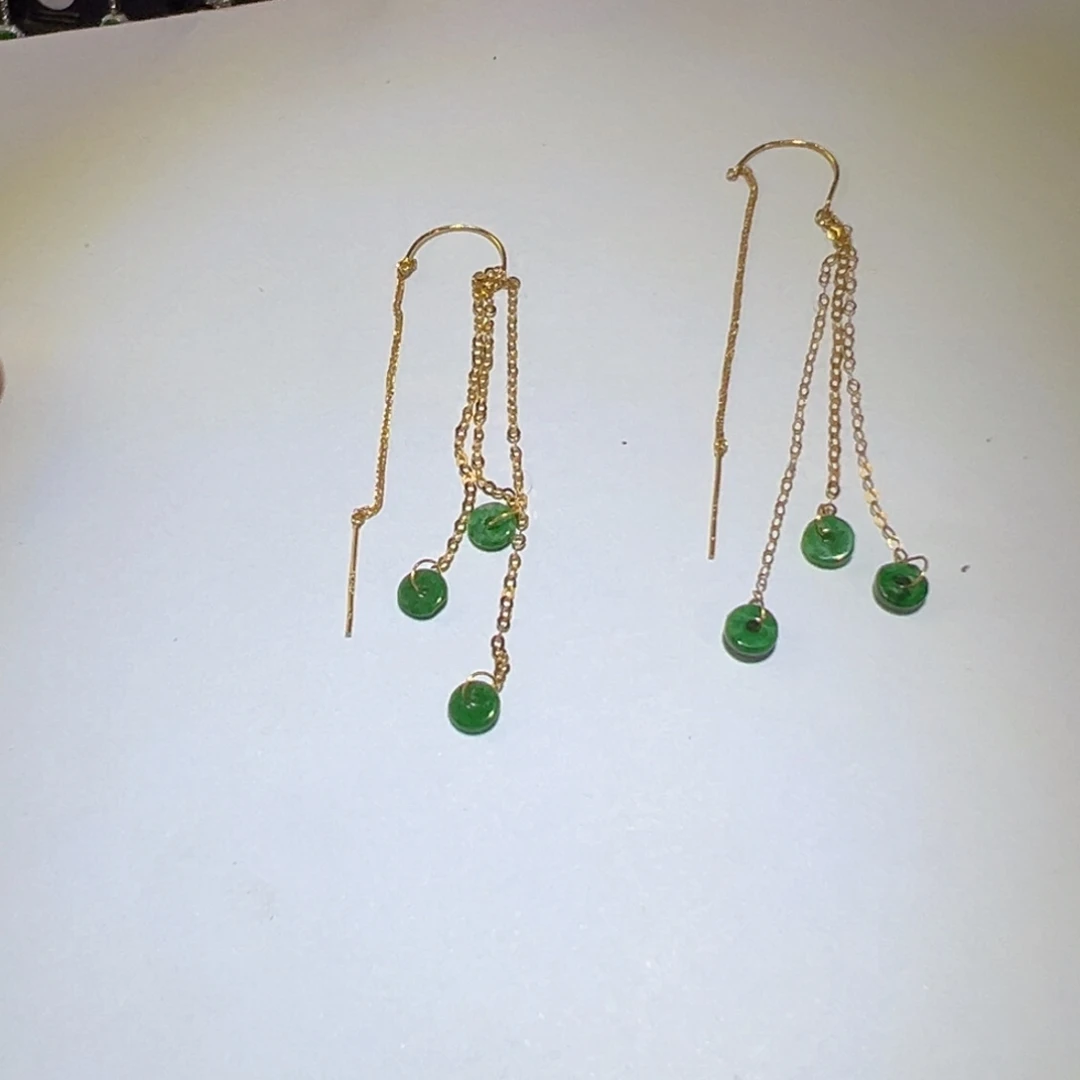 翡翠颈饰18K金镶嵌耳环
