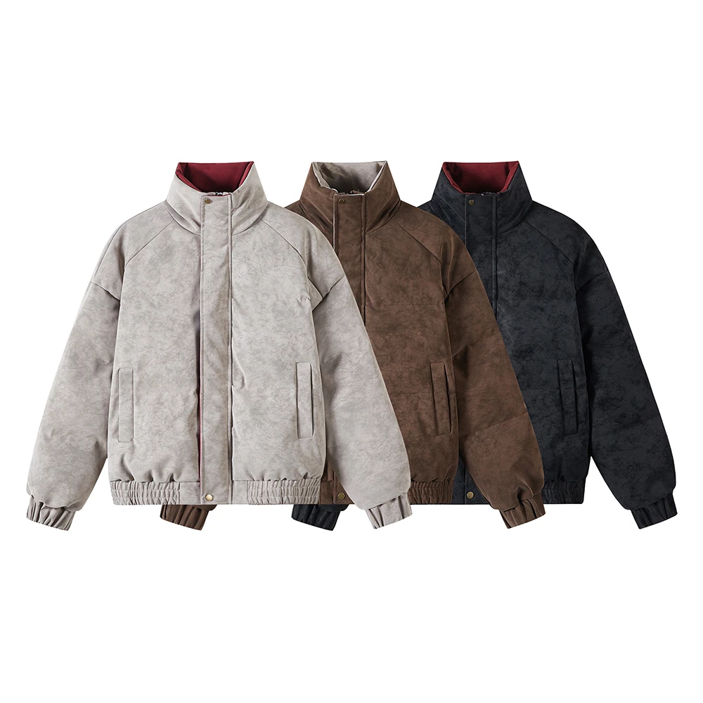 冬季立领撞色加厚款皮棉服男情侣面包服保暖防水防风休闲宽松外套