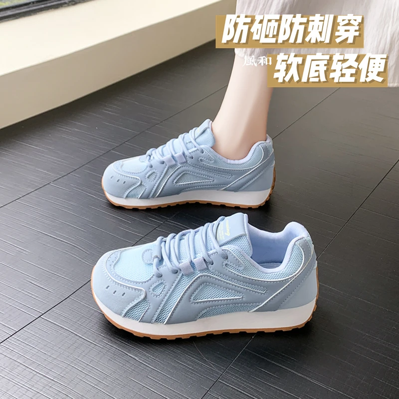 轻便圆头劳保鞋女透气时尚休闲鞋车间工作鞋防砸防刺鞋子休闲风