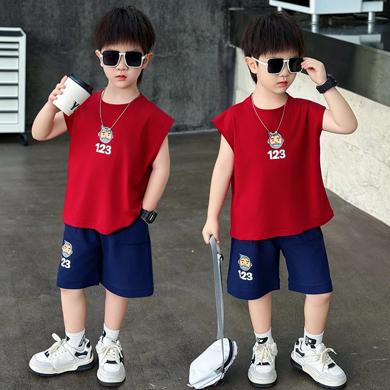 男童背心夏季薄款套装夏新高端夏日亲肤高级夏装男孩夏末新品小童