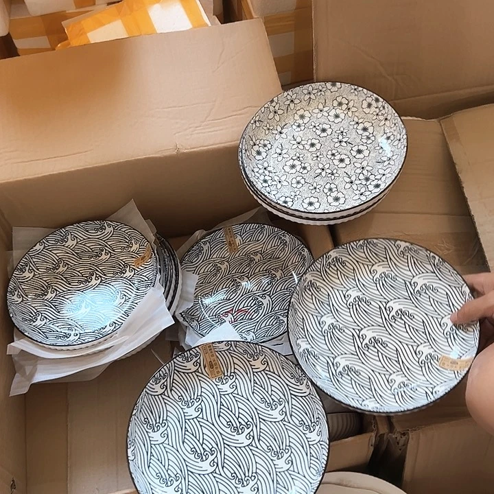 正品 蓝色花盘4支陶瓷