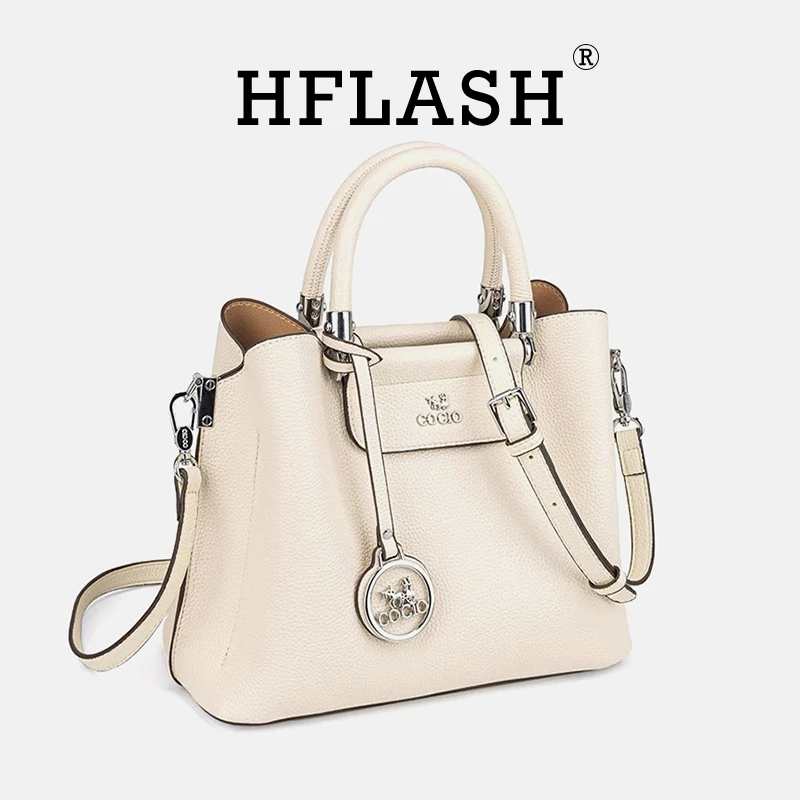 七七正品大容量通勤白色水桶包包2024新款手提包高级感手提包