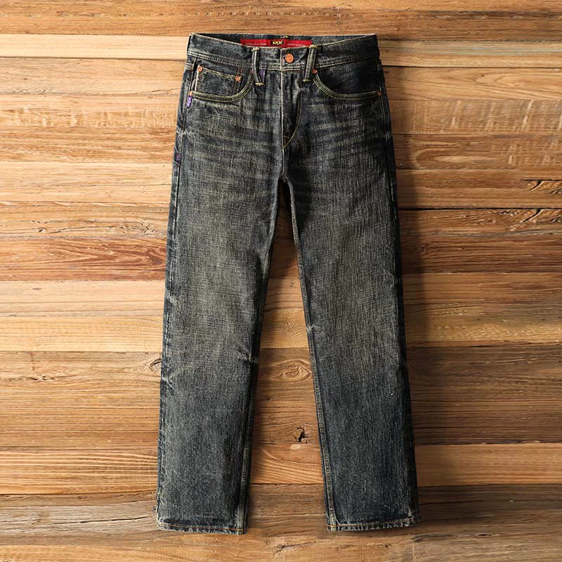 18盎司新疆藏棉花黄芯纱植物染色男装牛仔裤百搭复古宽松水洗