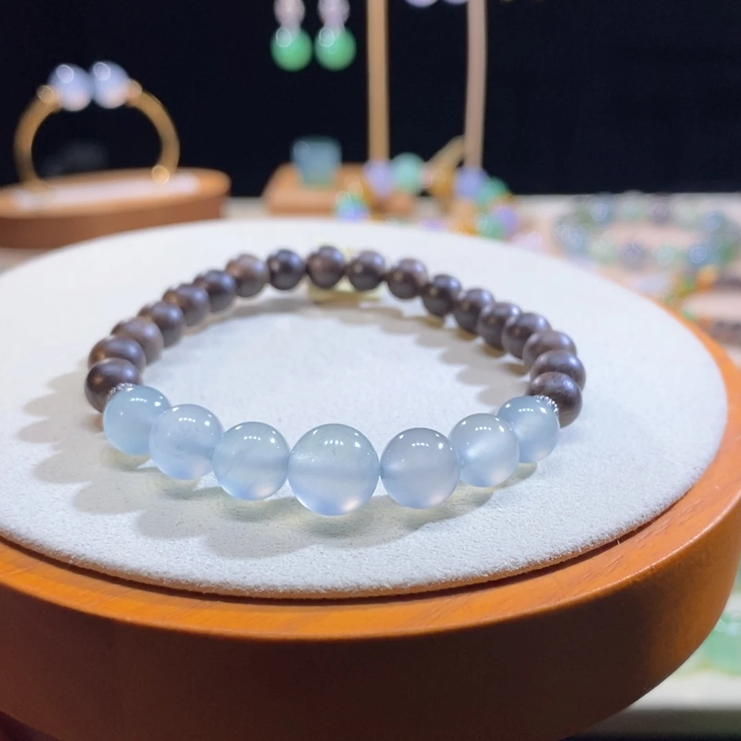 翡翠未镶嵌挂件翡翠冰蓝珠串