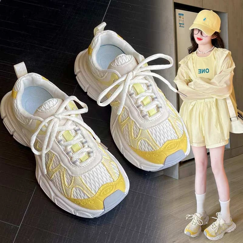 小女孩老爹鞋2025夏季新款网面轻便百搭中大童儿童运动鞋女童鞋子