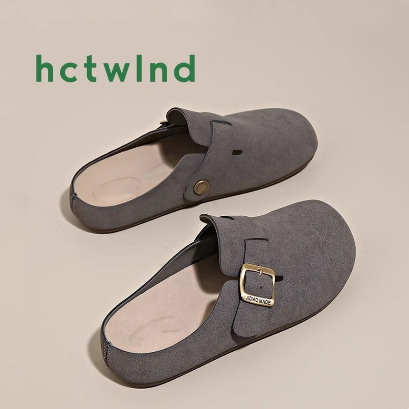 热风百搭厚底勃肯鞋女2025春夏新款外穿包头半拖鞋一脚蹬懒人单鞋