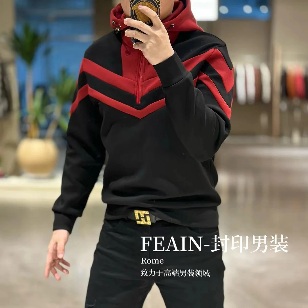 【400克重加绒】高品质男士手工立体拼接连帽卫衣9002