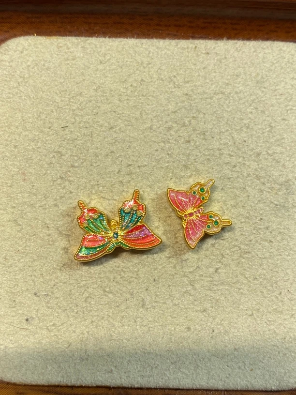 足金999烧蓝蝴蝶转运珠