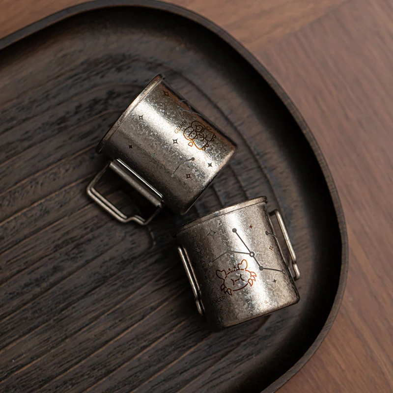 纯钛星座马克杯户外便携式咖啡杯酒杯家用迷你马克杯背包书包挂件