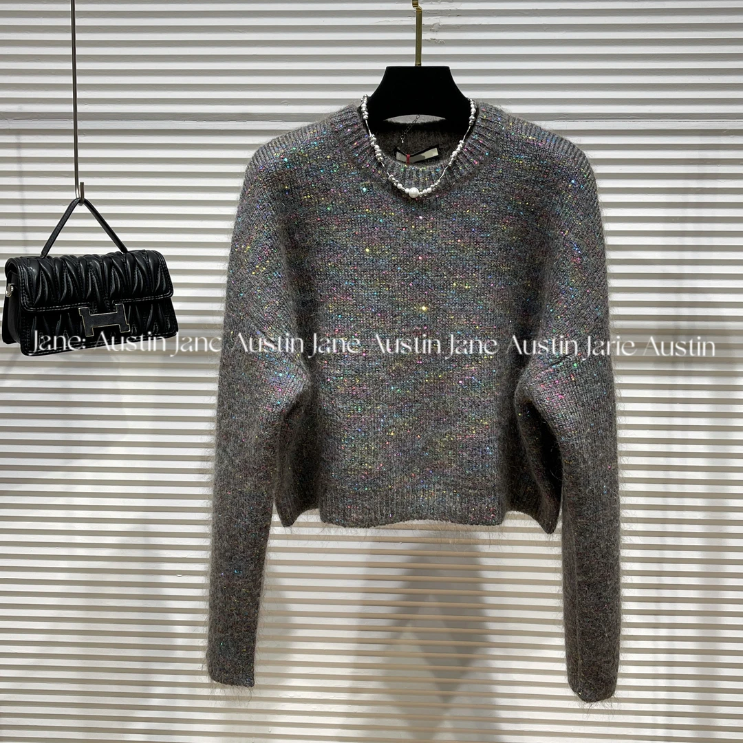 Jane Austin •（彩虹）轻奢重工设计师百搭显瘦款长袖毛衣上衣女