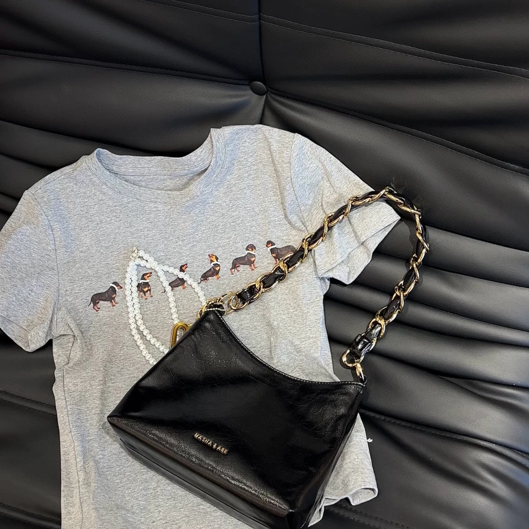 小众设计软皮腋下小方包8822轻奢百搭单肩斜挎链条包大容量油蜡皮