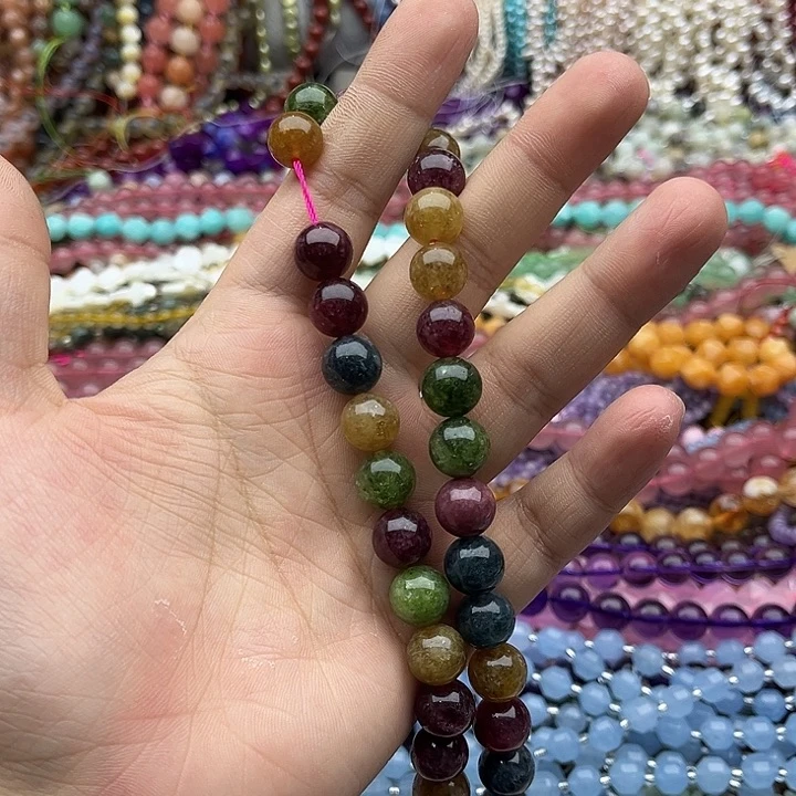 玛瑙/玉髓未镶嵌珠宝半成品一条10mm左右碧玺