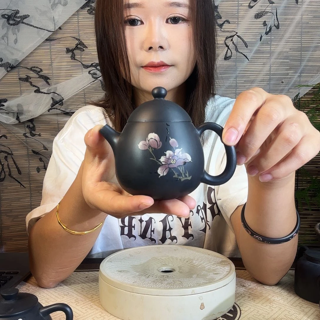 建水紫陶全品全手工壶彩填