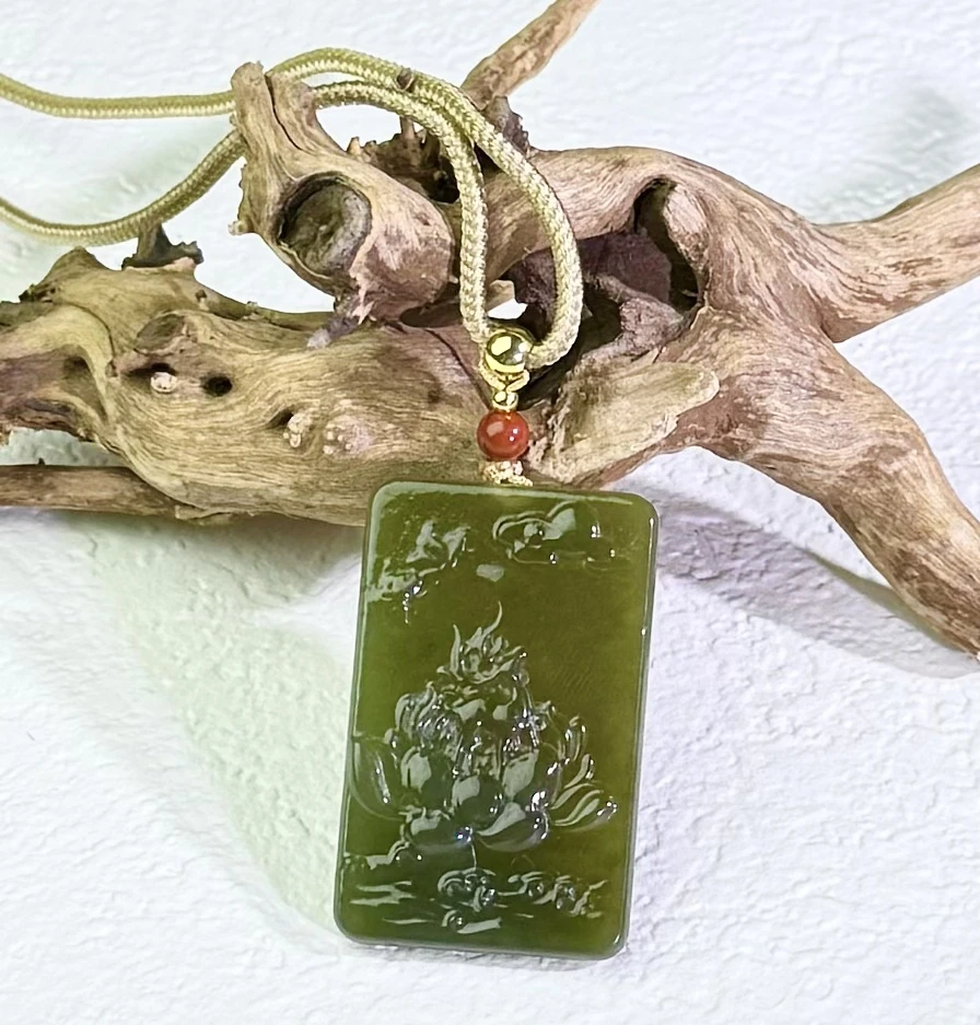 和田玉一路生花无事牌双面可戴