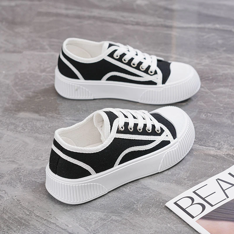 帆布鞋女2024新款爆款百搭厚底小白鞋2024秋季板鞋休闲运动女鞋子