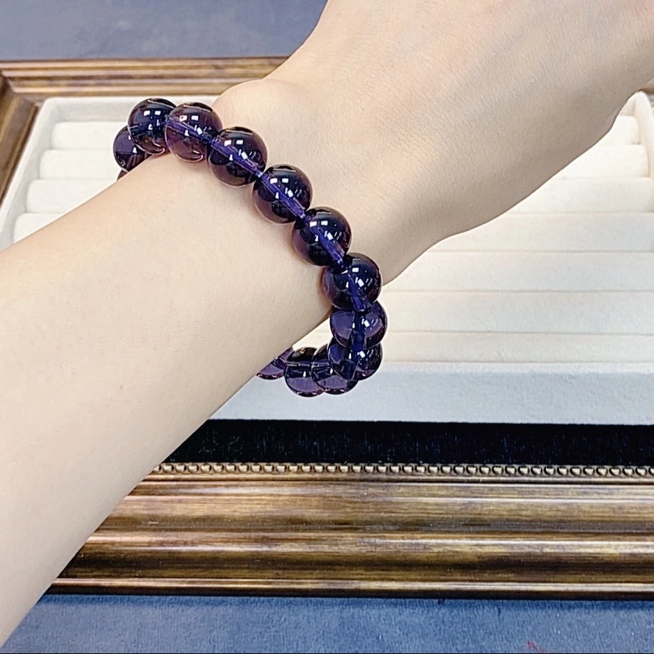 非金属仿水晶手链 973紫色12MM大珠子简约水晶单圈手串男女同款