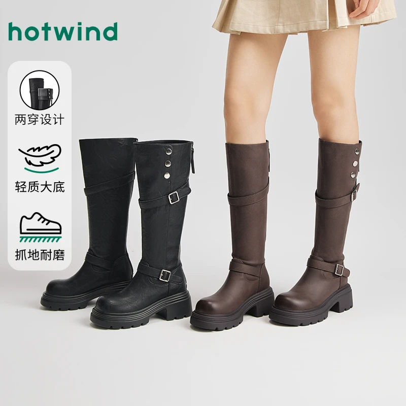 热风2025年冬季新款女士时尚休闲靴H85W25807