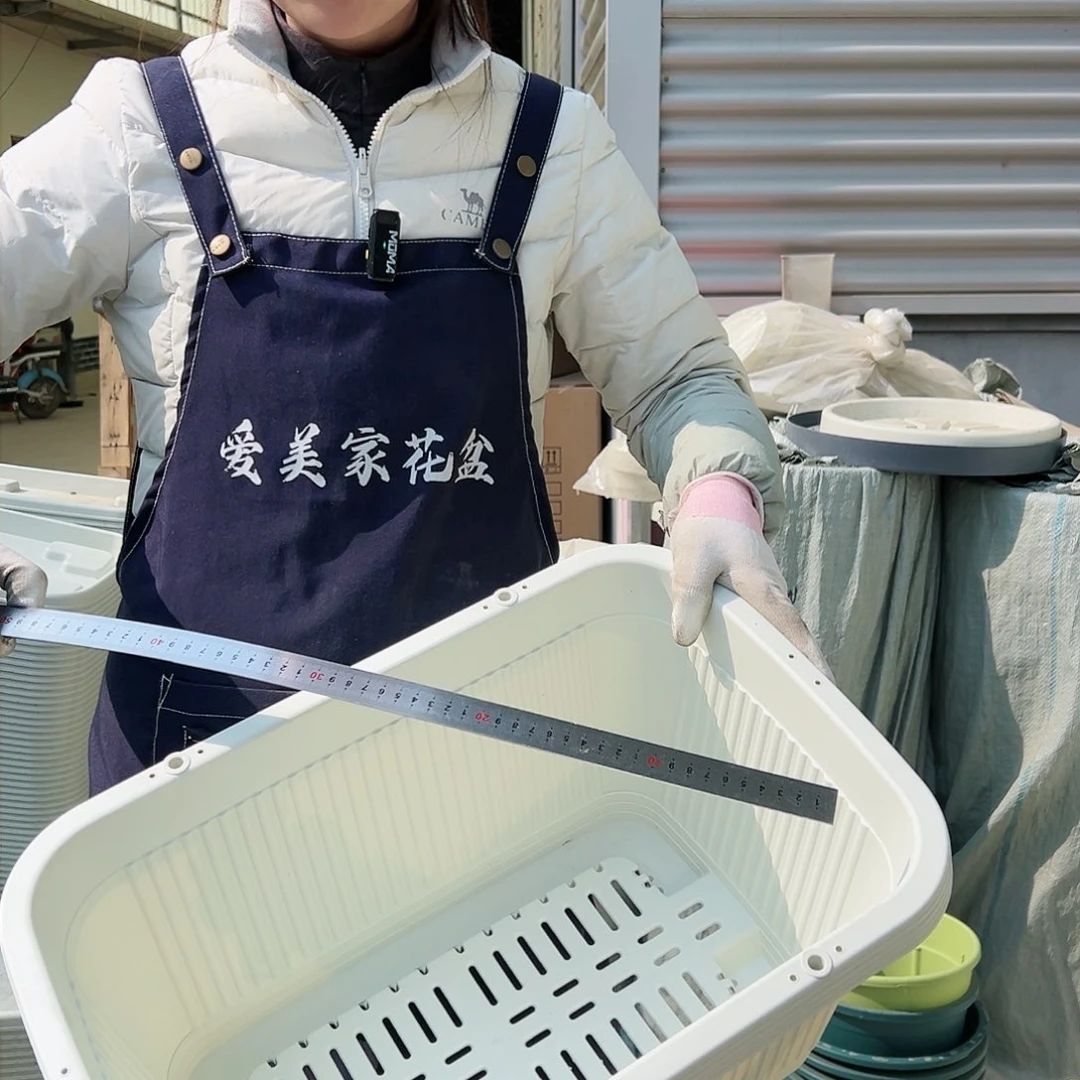 树脂中野菜盆500#米白3个盆含托盘