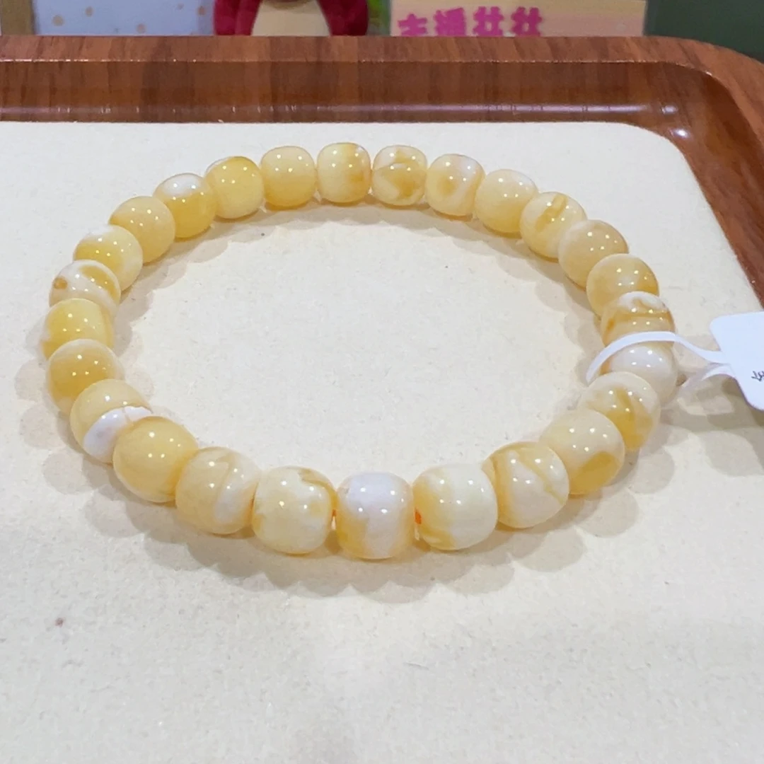 未镶嵌蜜蜡手链卉*8m金瓷白溶洞