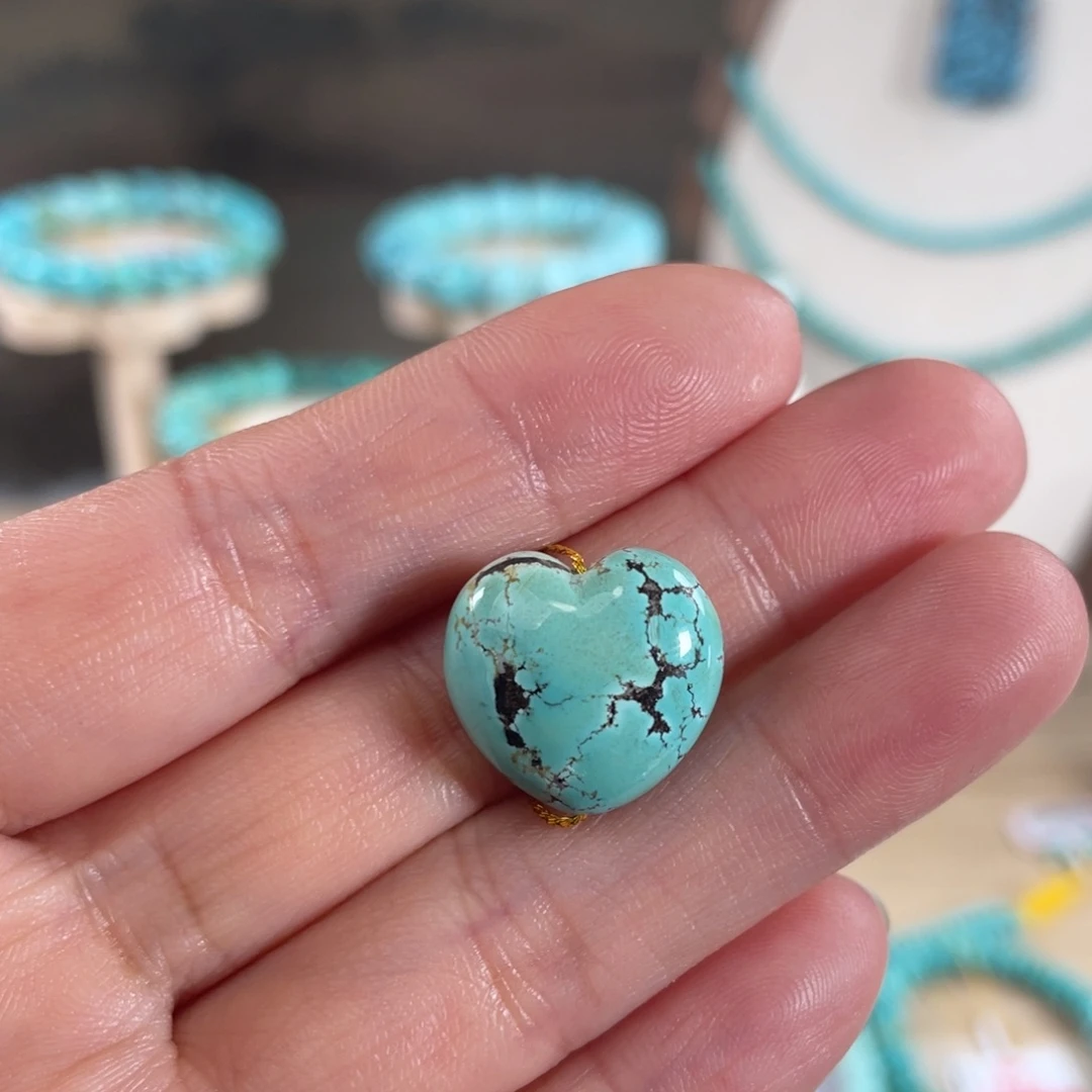 绿松石未镶嵌套链16+爱心