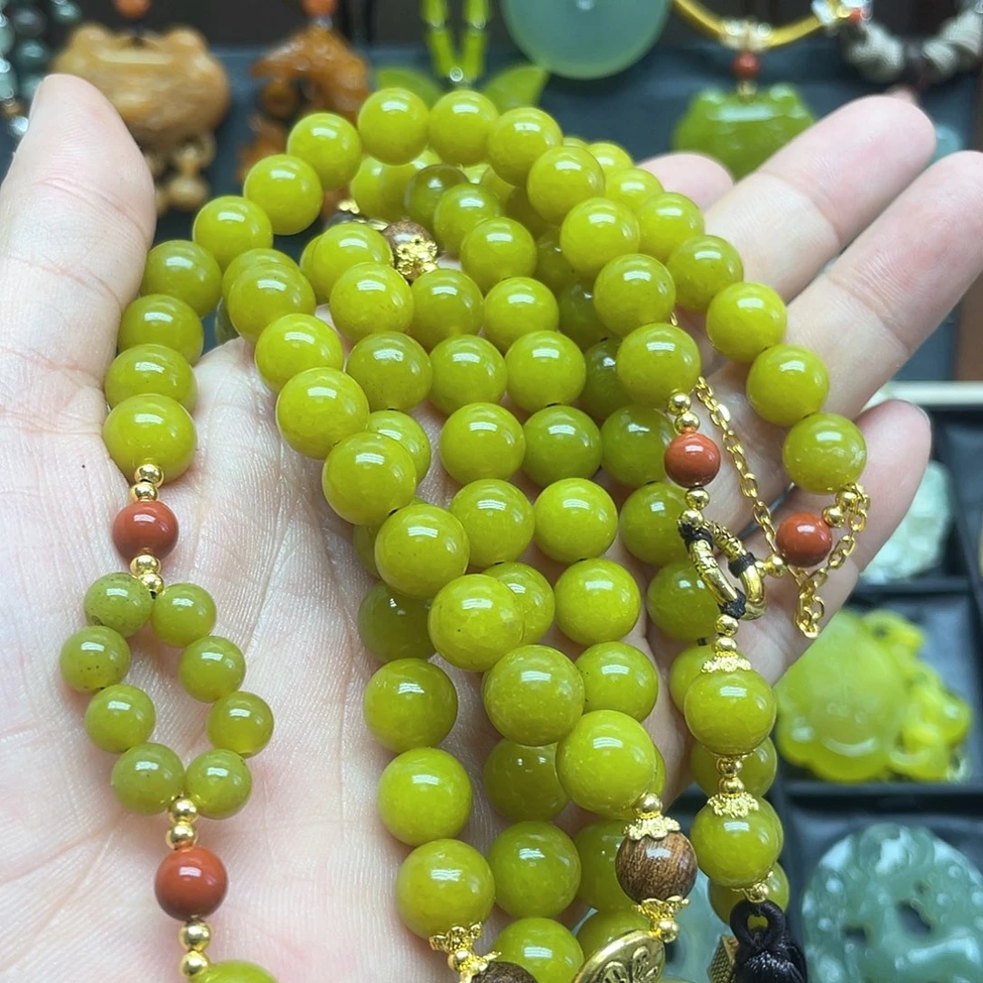 蛇纹石玉合金颈饰