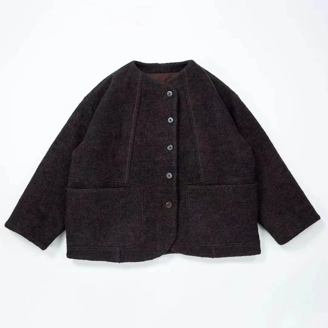 小文｜原创垒土S3058圆领羊毛棉外套