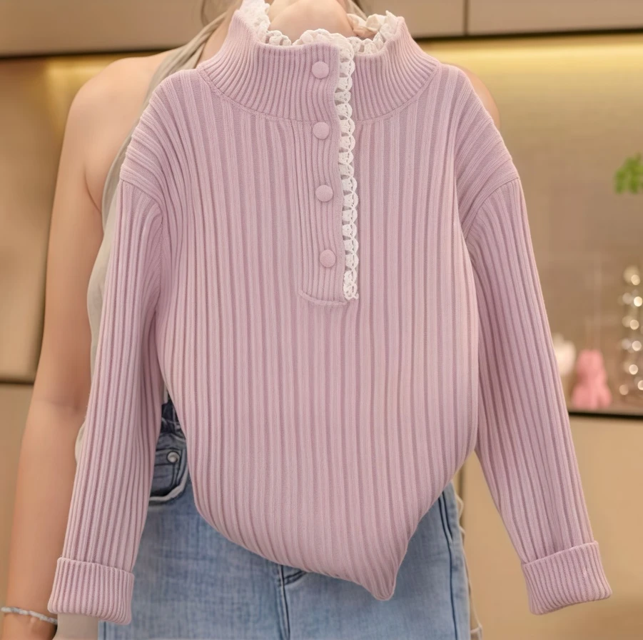 女童毛衣秋冬装2025新款儿童半高领毛线衣韩版女孩针织打底衫洋气