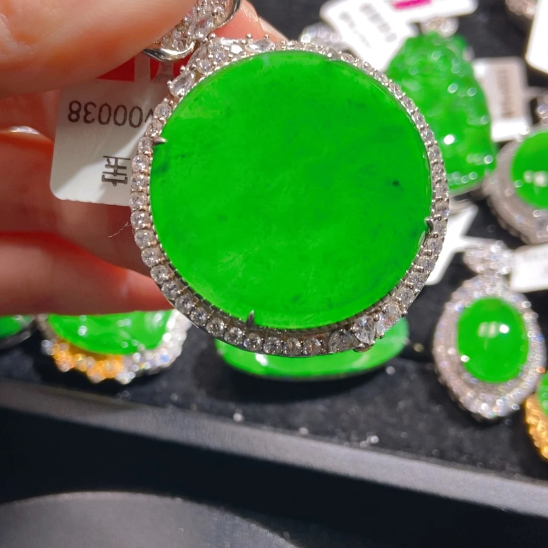 翡翠吊坠(不含链)银S925镶嵌