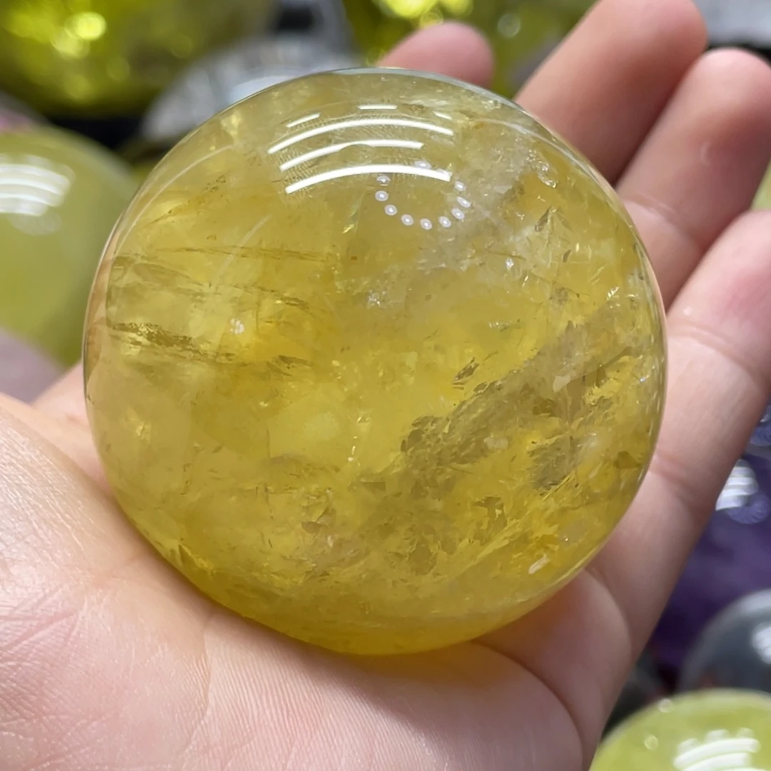 未镶嵌珠宝半成品水晶MM黄水晶球C1782