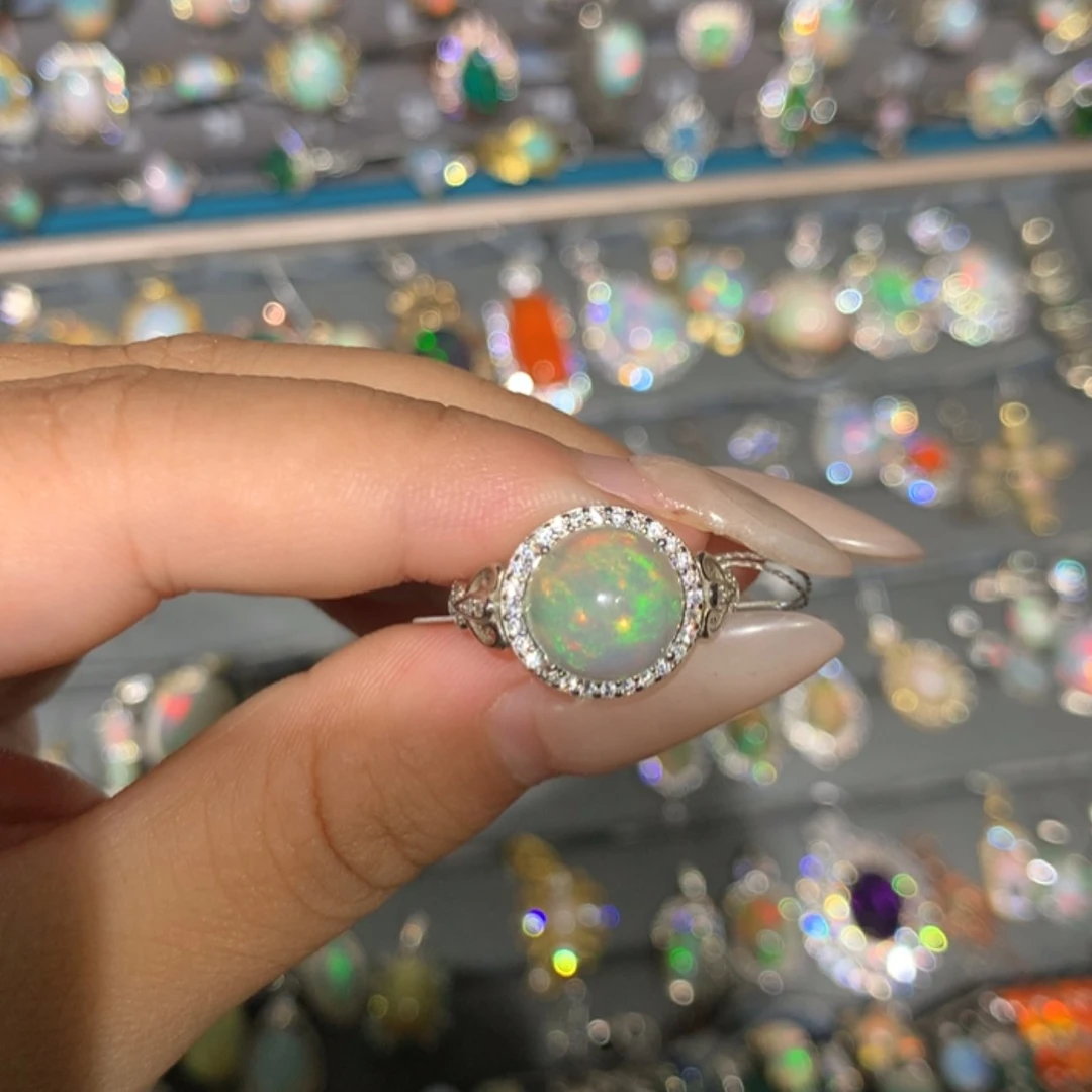 【闪购商品】欧泊银S925镶嵌欧泊戒指l