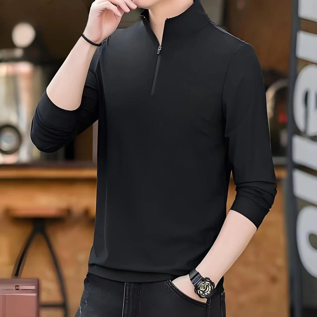 秋冬季加绒立领小衫长袖纯色休闲