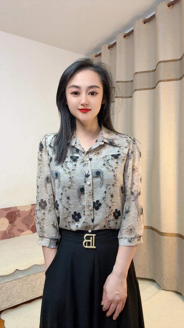 夏季新款七分袖时尚减龄衬衫