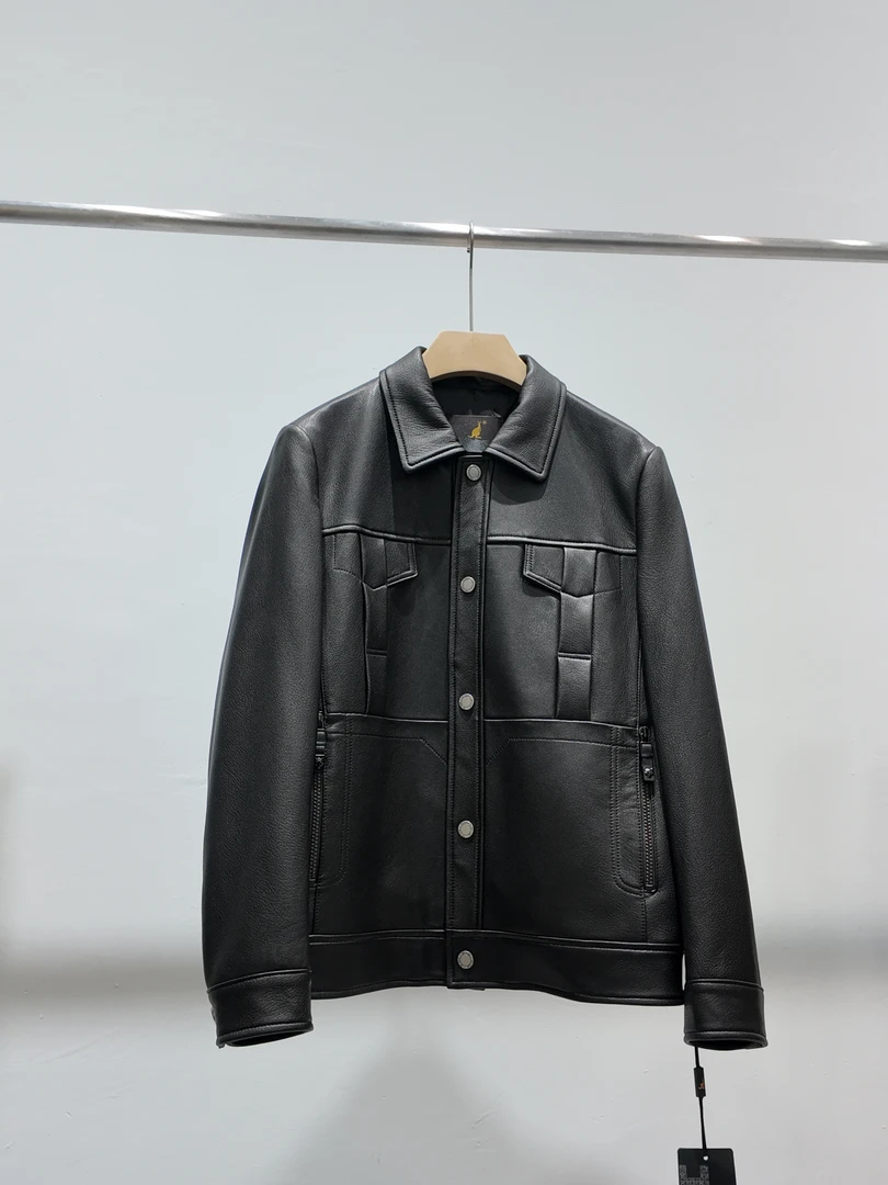 革调6022海宁真皮皮衣男翻领绵羊皮皮夹克高端商务休闲潮流外套