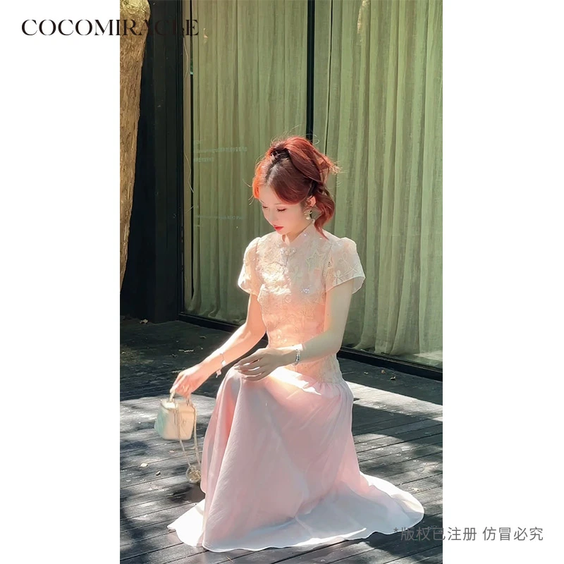 董小姐【清风雅韵】新款刺绣拼接连衣裙Q53LYQ5105