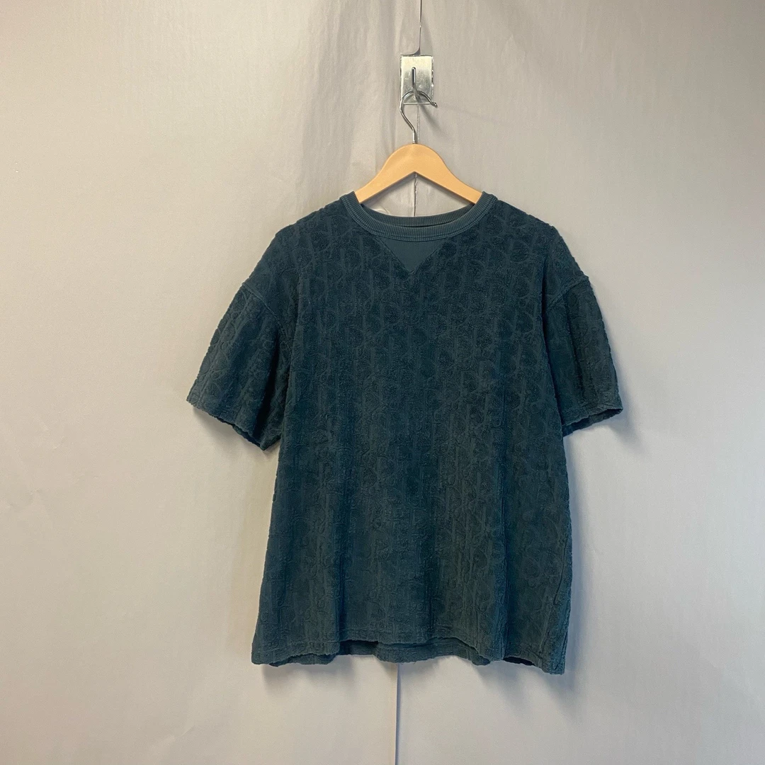 99新 DIOR/迪奥 满印爆款墨绿色毛巾短袖 s码 #6110