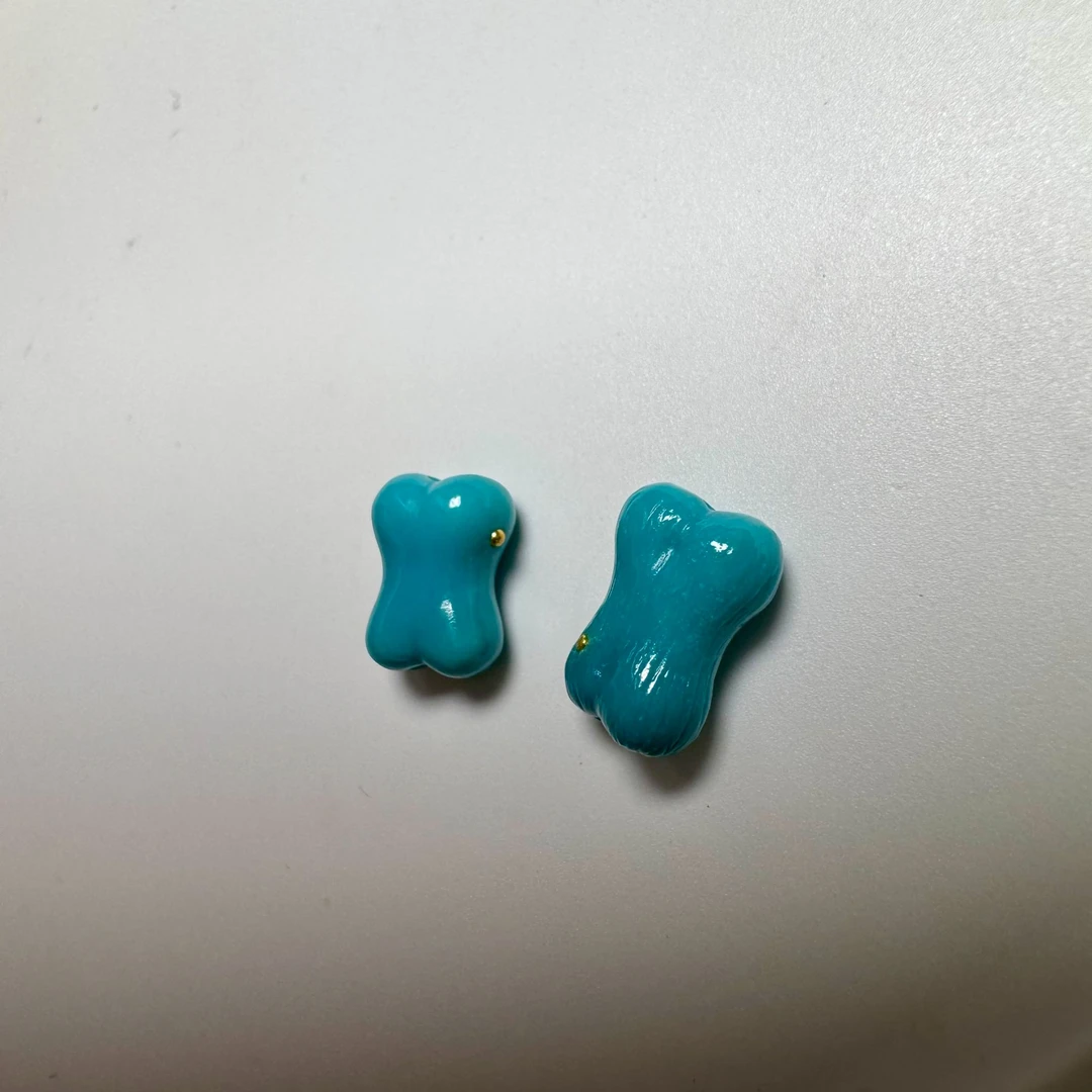 原矿绿松石玉化骨头一对