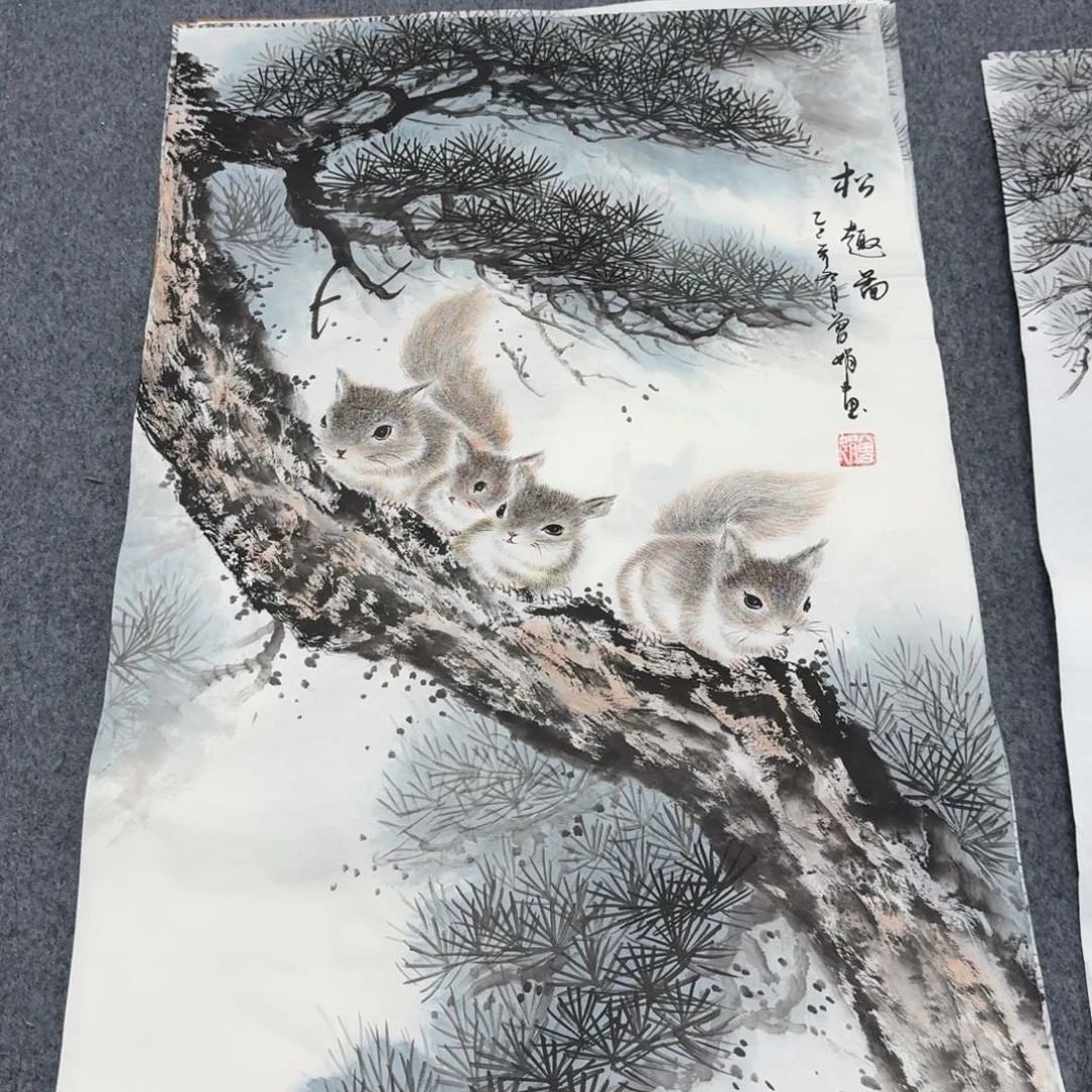 国画四尺三开45X68纯手绘作品