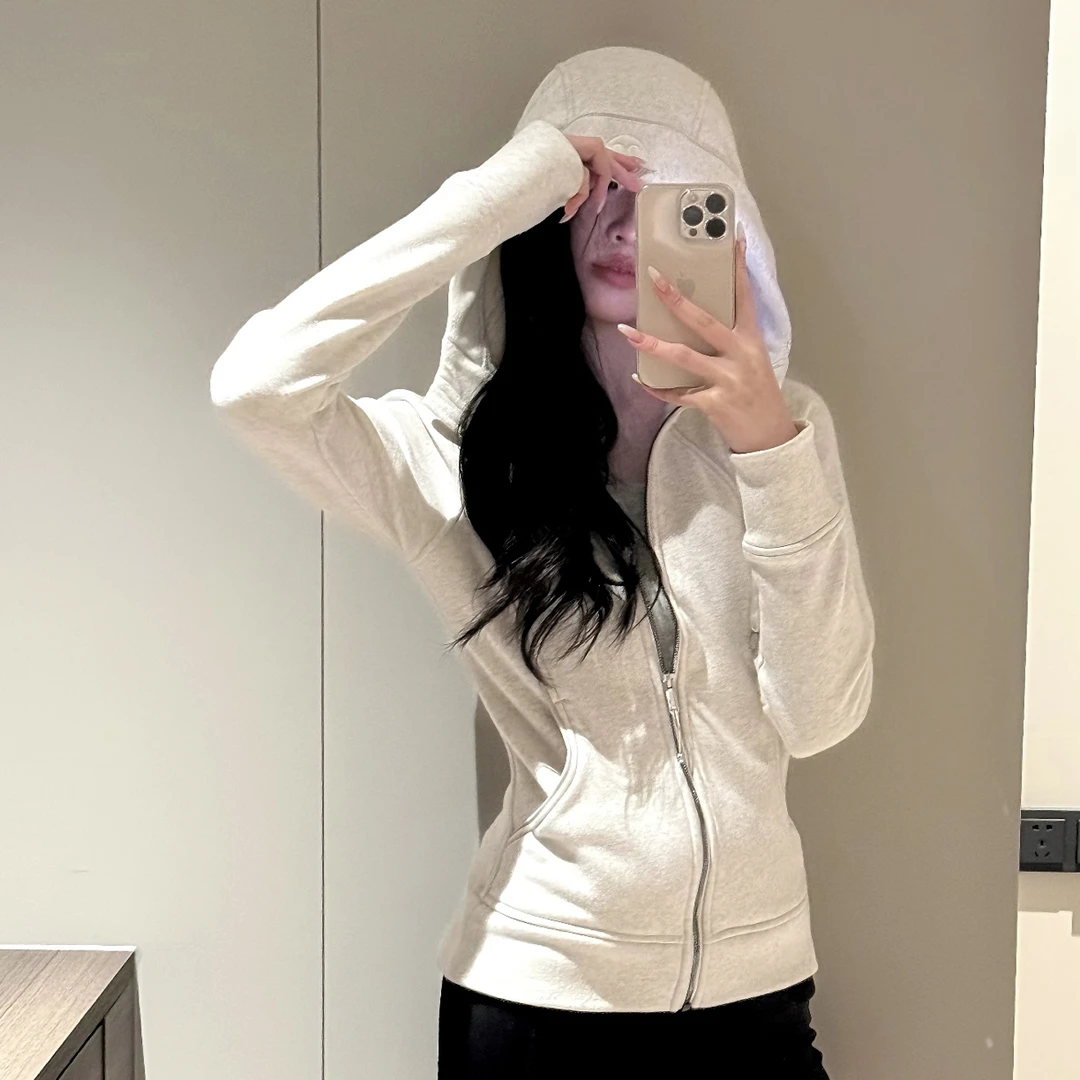 一模一样的小章鱼家同款系列全拉链修身长袖连帽加绒卫衣女