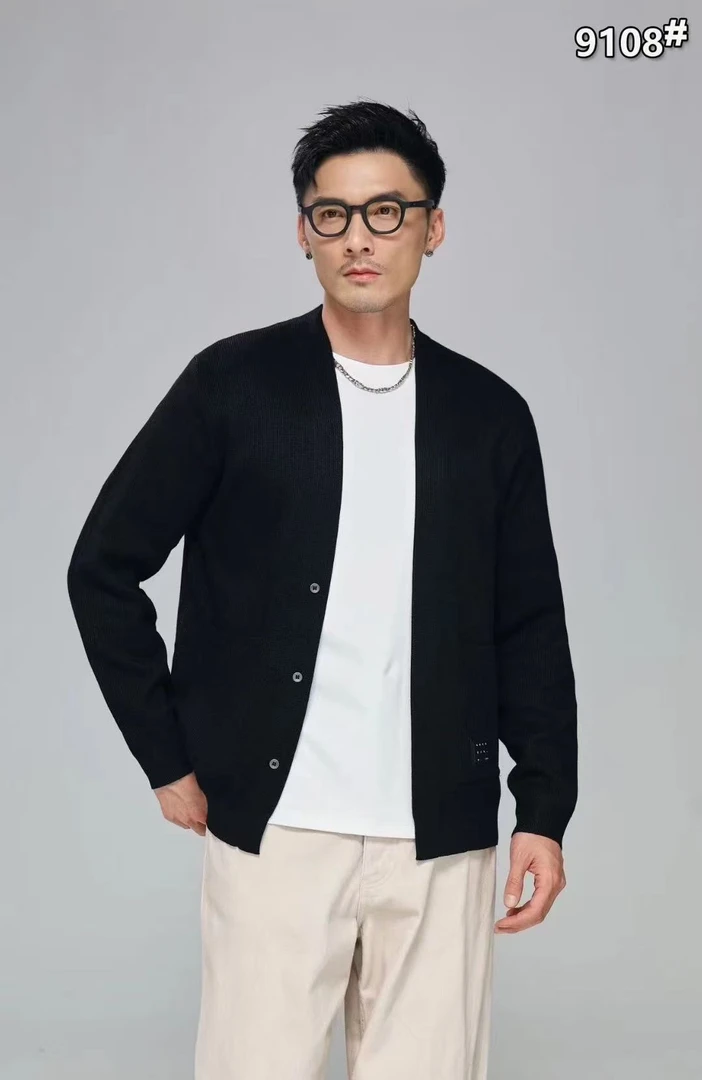 V领圆领针织春秋水洗针织衫毛衣商务百搭简约山系9108