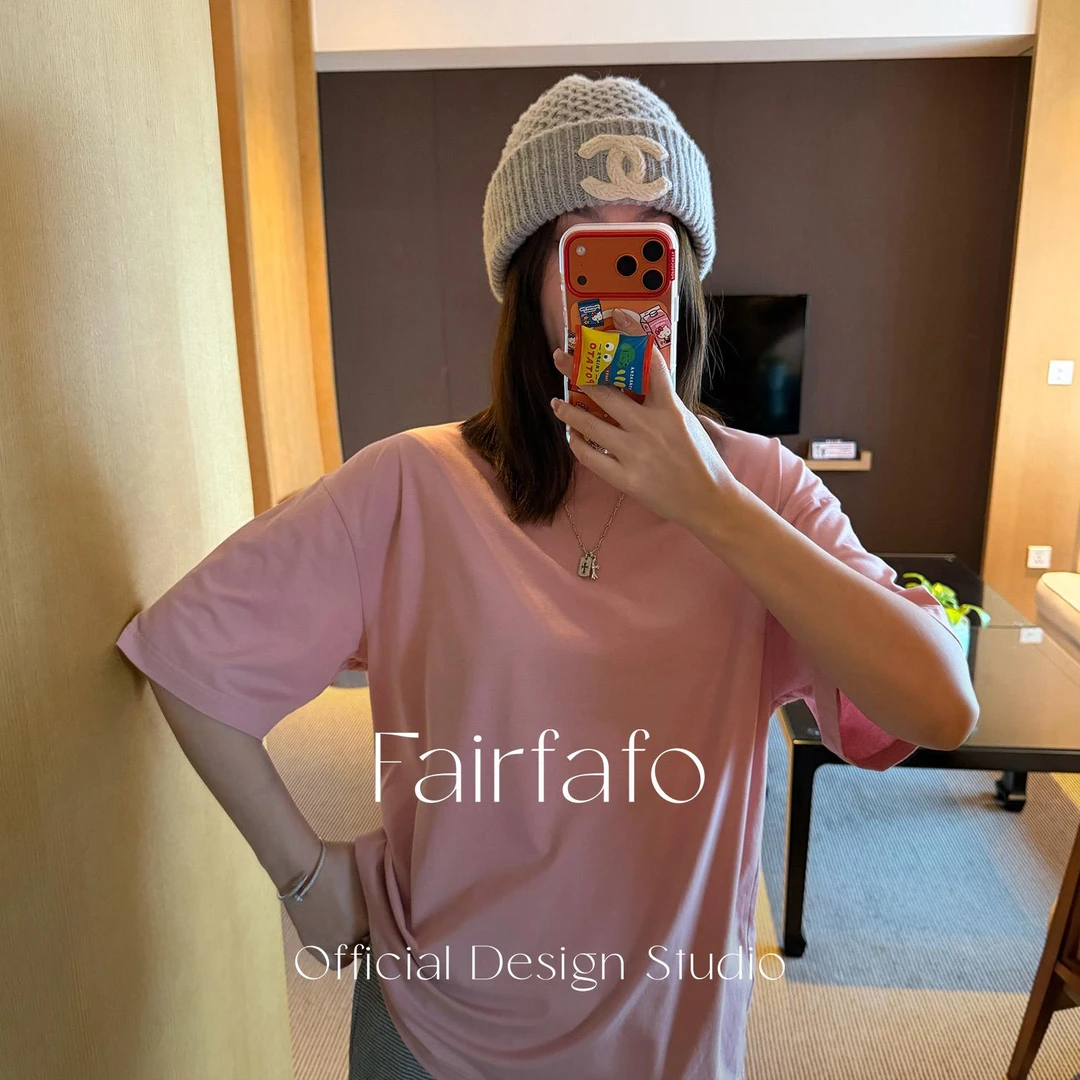 【纯色圆领短袖】TXCL5B076高级感新款轻奢纯色百搭极简风宽松T恤