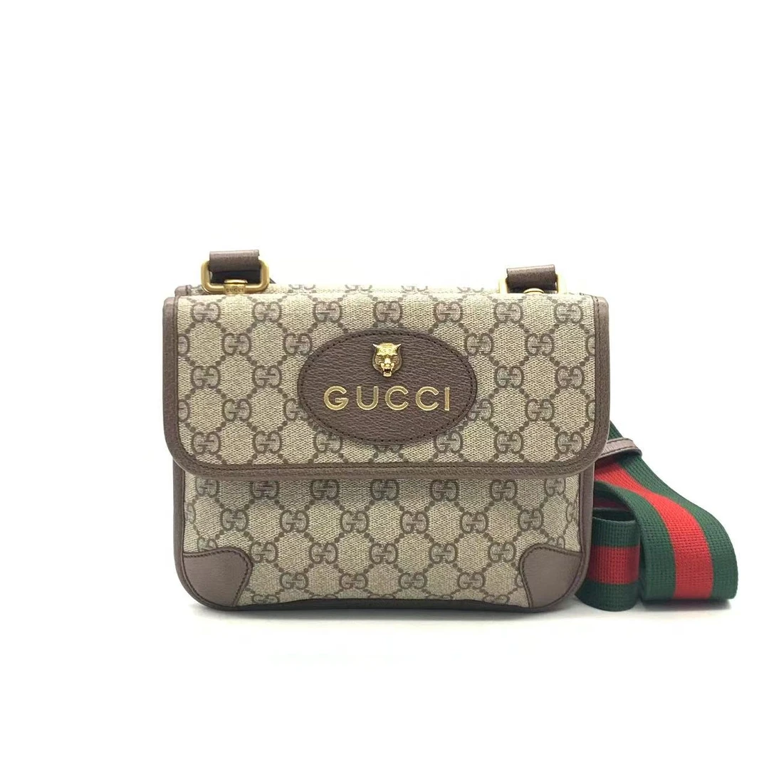 95新 GUCCI/古驰 【安则专属】老花双面虎头斜跨包