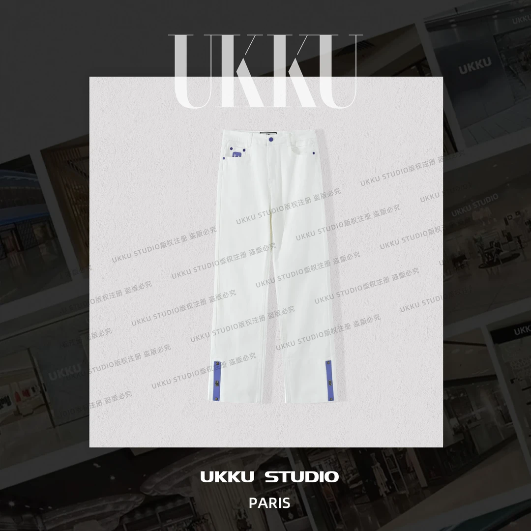 思思【UKKUSTUDIO】轻奢时尚百搭重工高奢设计师直筒牛仔裤511922